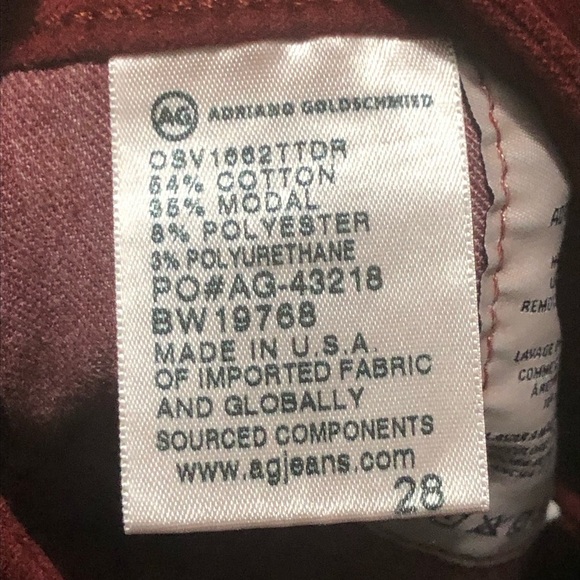 AG Adriano Goldschmied Pants Women's 28 The Jodi Crop High Rise Slim Flare Velve - Picture 4 of 6